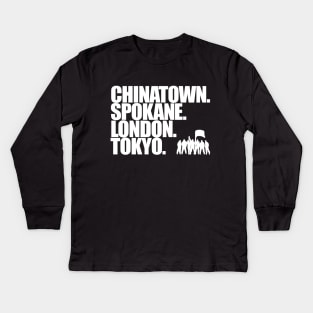 Chinatown,Spokane,London,Tokyo. Kids Long Sleeve T-Shirt
